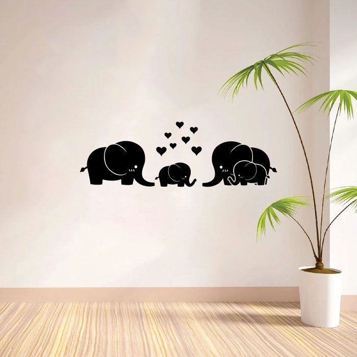 Inspirational Quote Vinyl Wall Sticker Decal - Cute Elephant Family Silhouette
