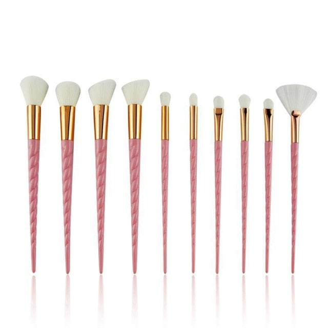 10pcs Spiral Colorful Soft Makeup Brushes Set - Professional Foundation Powder Blush Eyeshadow Fan Brush
