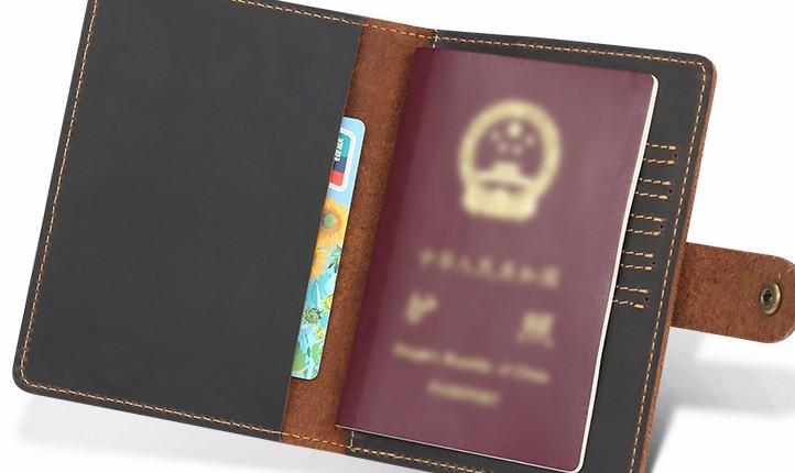 Cool Leather Men's Small Passport Wallet Slim Travel Wallets for Men