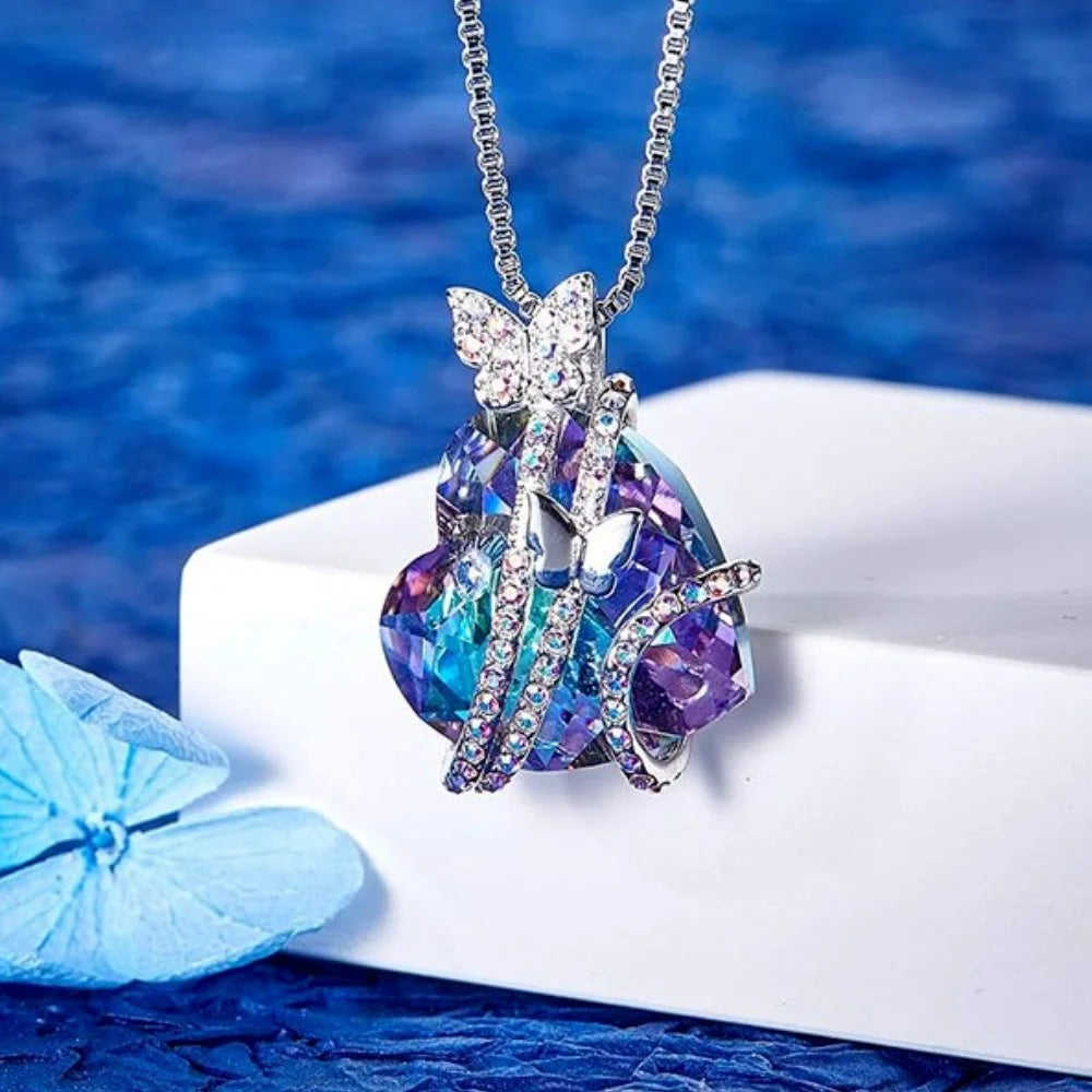 Love Butterfly Necklace - Exquisite Heart Pendant for Women
