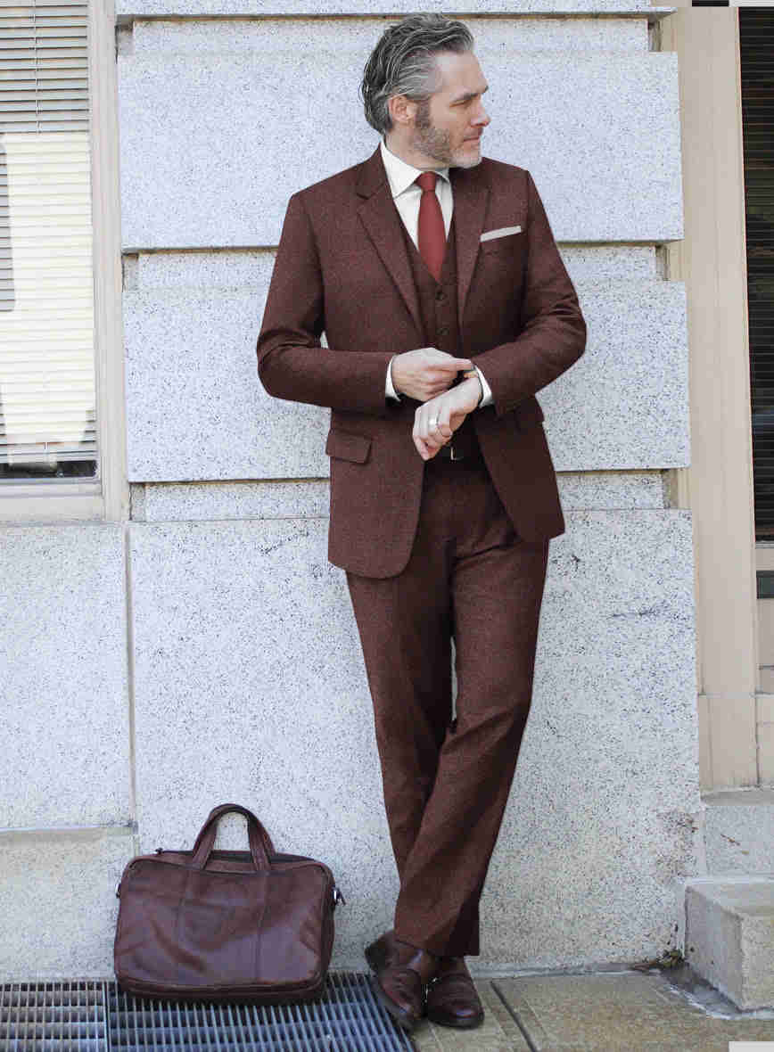 Italian Quelo Wine Twill Flannel Suit