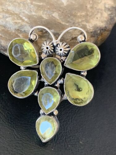 Handmade Sterling Silver Green Peridot Dragonfly Pendant