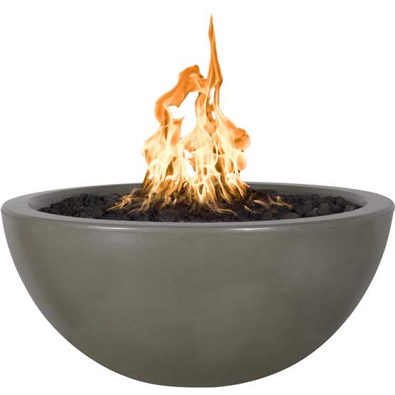 The Outdoor Plus Luna Round Fire Bowl in GFRC Concrete + Free Cover