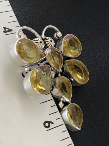 Handmade Sterling Silver Dragonfly Pendant with Faceted Yellow Topaz