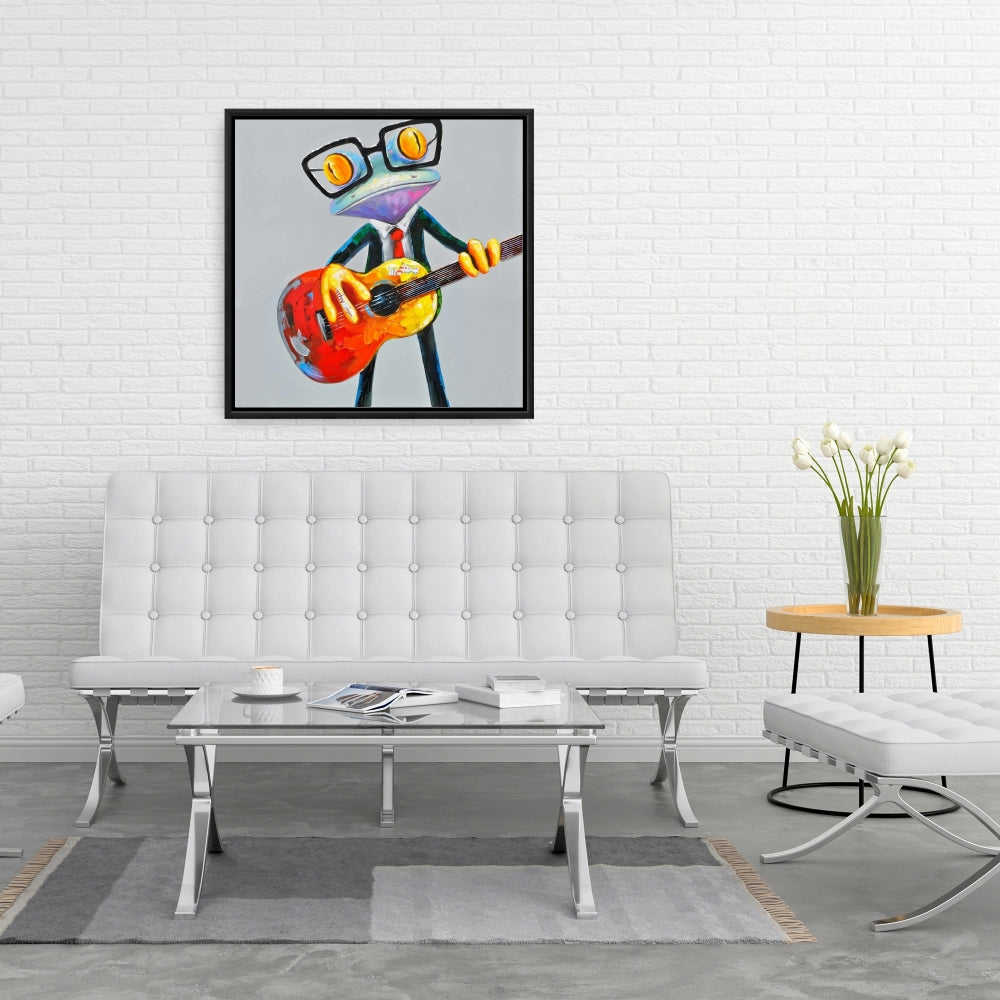 Funny Frog Playing Guitar - Fine Art Gallery Wrapped Canvas (24x36)