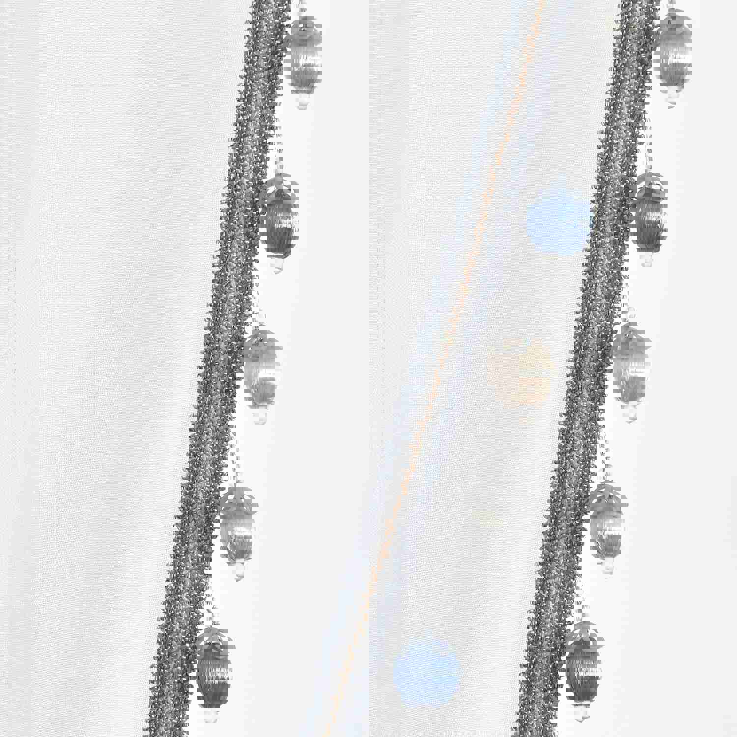 Luxury Vintage Velvet & Sheer With Border Pompom Trim Window Curtain Panel