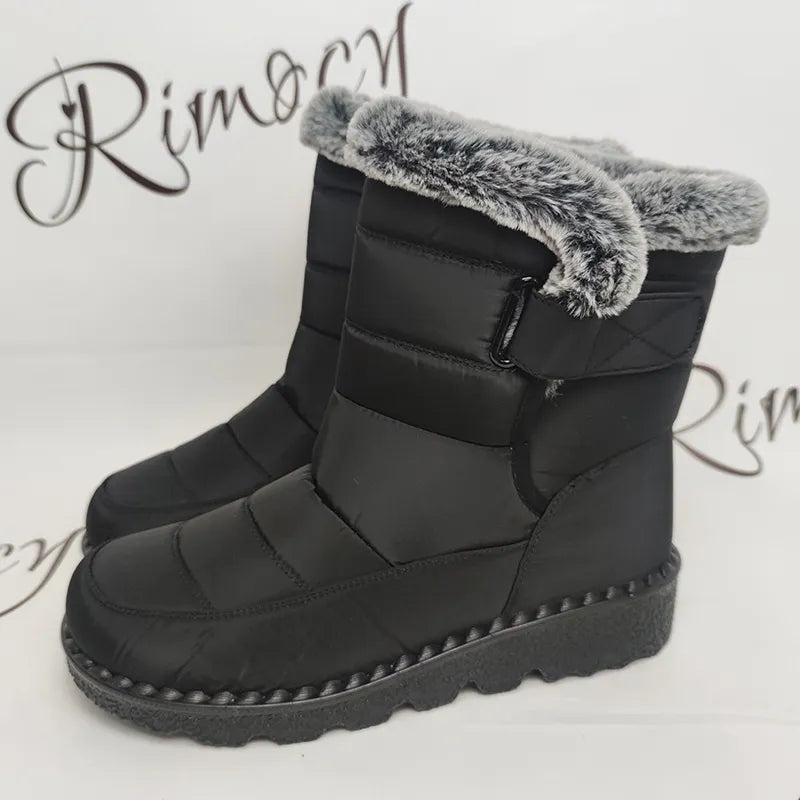New Ladies Faux Fur Waterproof Winter Boots - Warm Plush Snow Boots