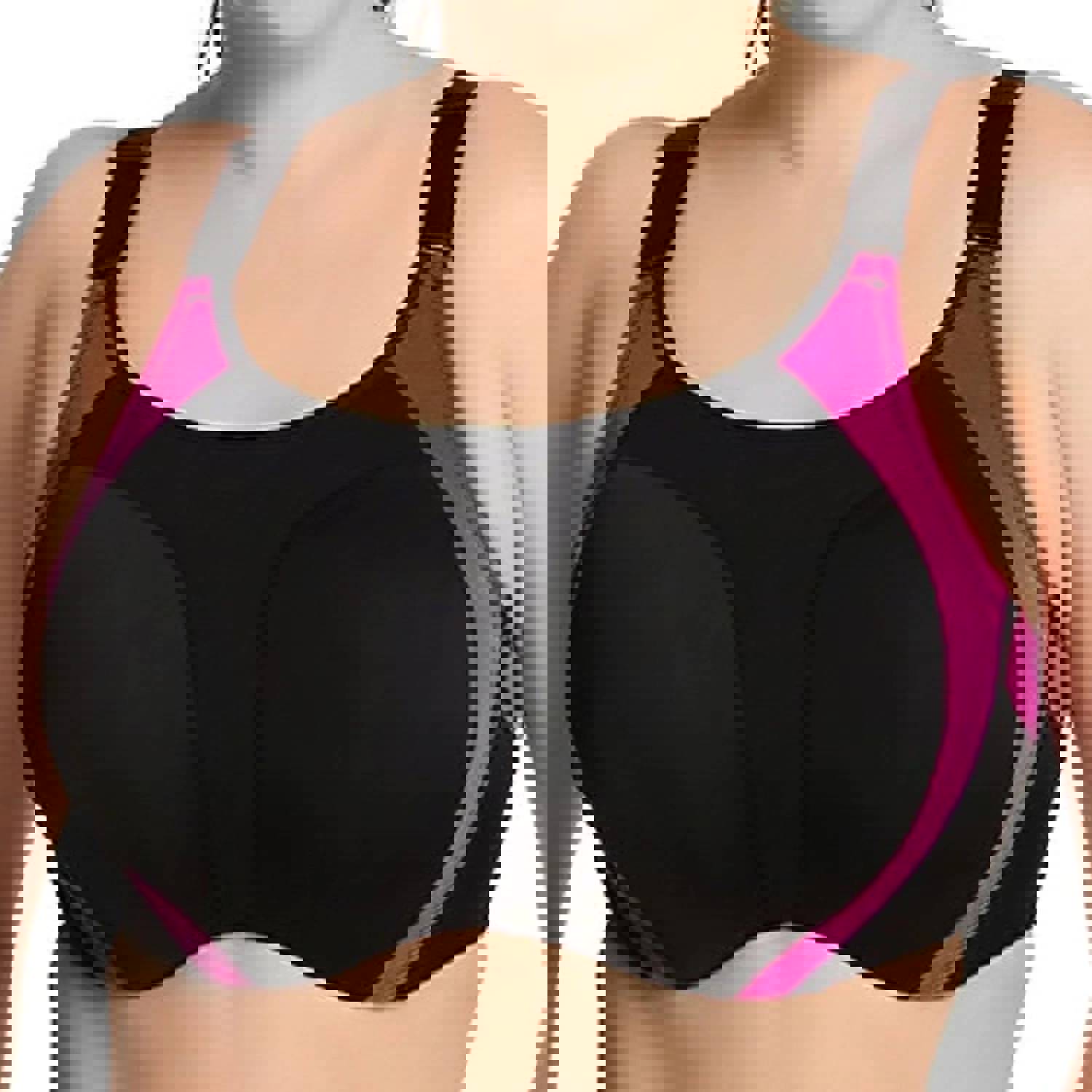 Elila Microfiber Underwire Sports Bra 2511 - Black/Fuchsia