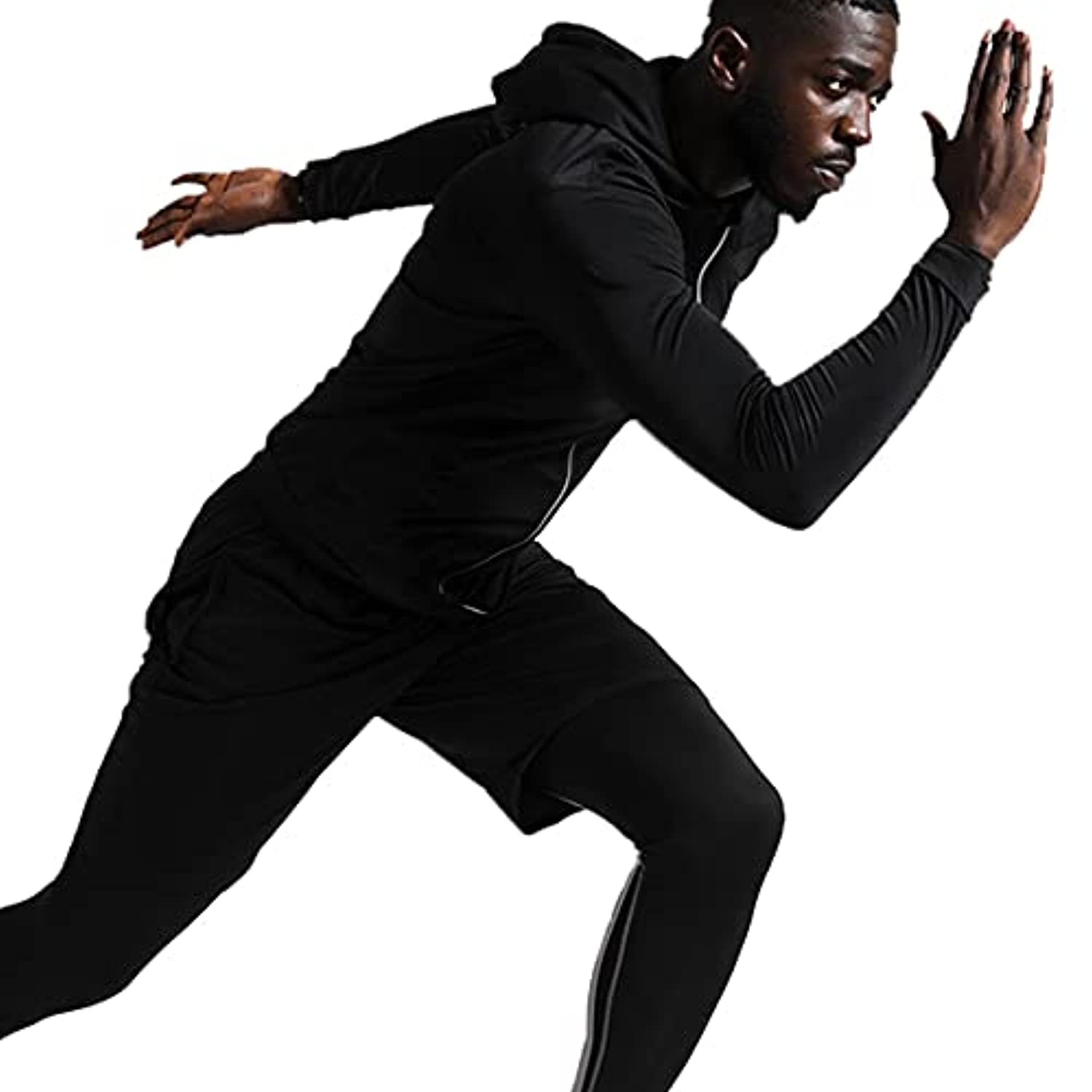 BUYJYA 5Pcs Mens Compression Pants Shirt Top Long Sleeve Jacket Athletic Sets Gym Clothing