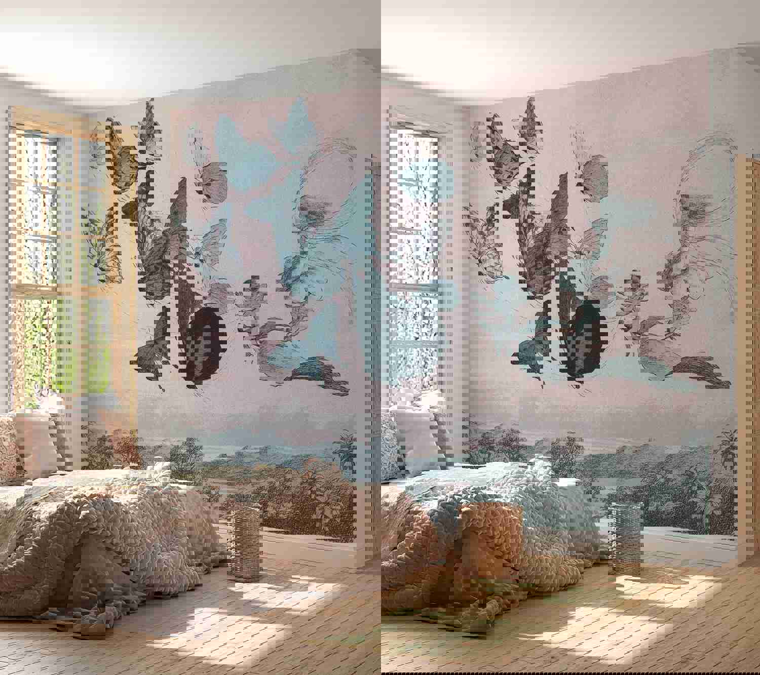 Peel & Stick Fantasy Wall Mural - Butterflies And Fairy - Removable Wall Decals