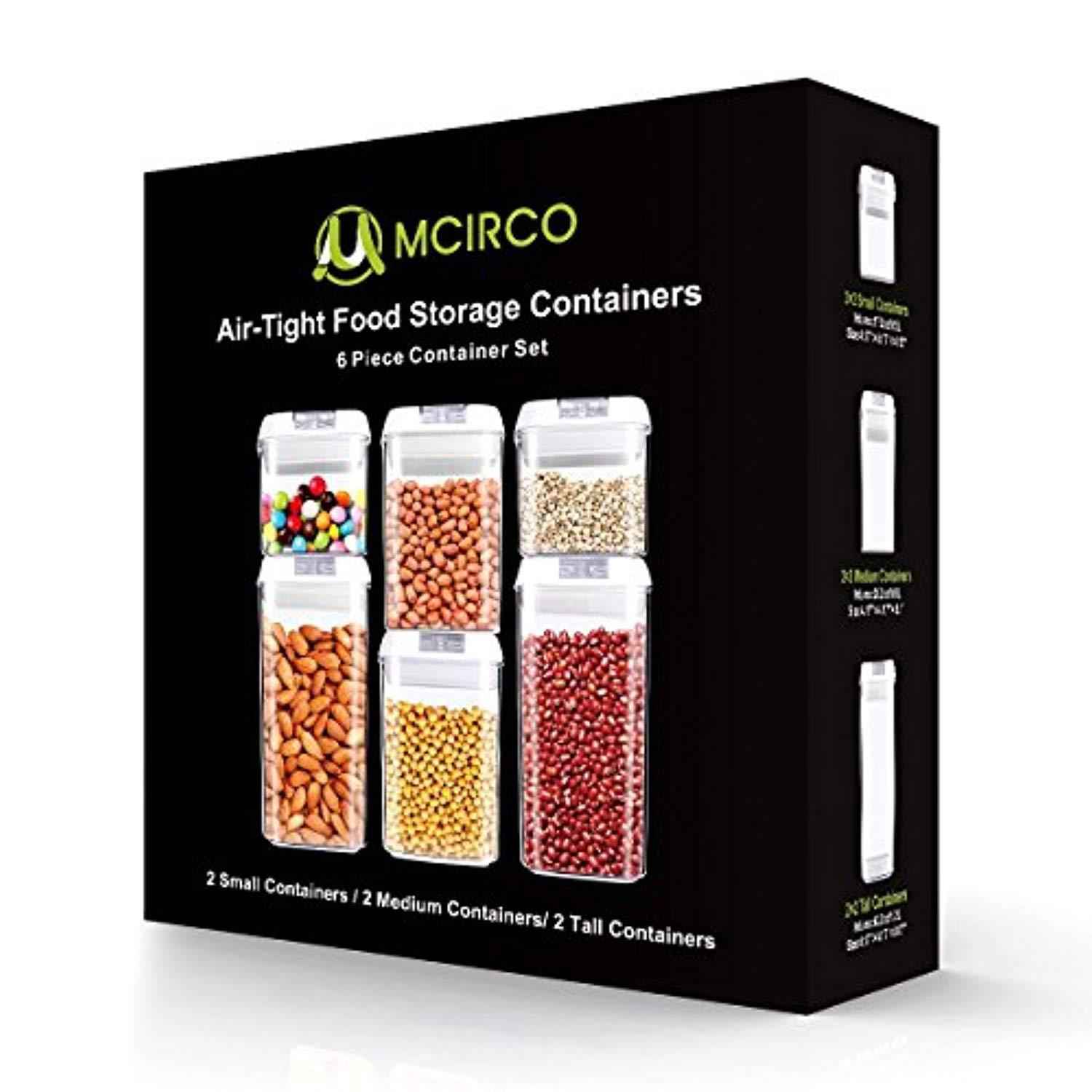 MCIRCO Air-Tight Food Storage Container Set - 6 Pieces with 20 Chalkboard Labels