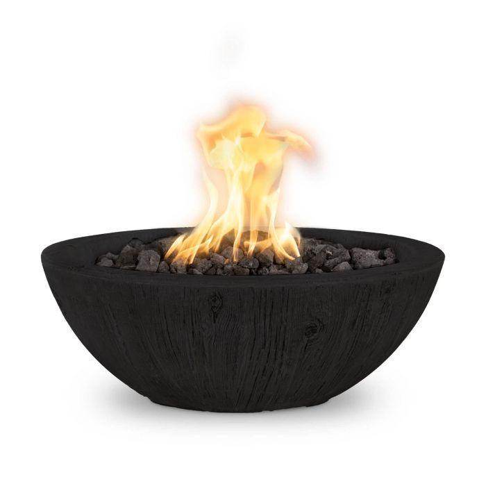 The Outdoor Plus Sedona Round Fire Bowl in Wood Grain with Free Cover