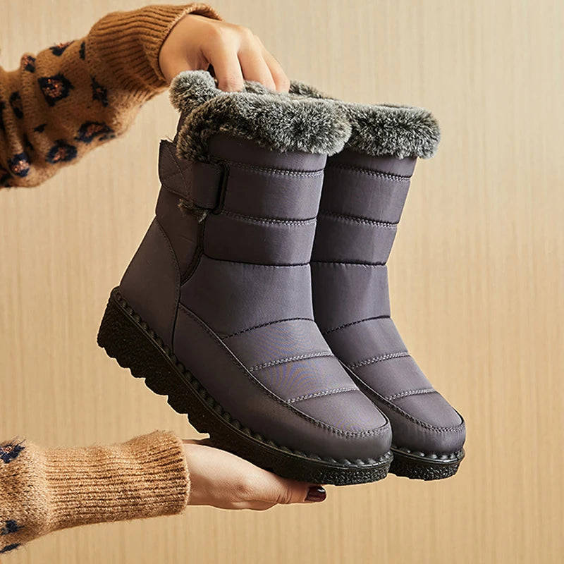 New Ladies Faux Fur Waterproof Winter Boots - Warm Plush Snow Boots