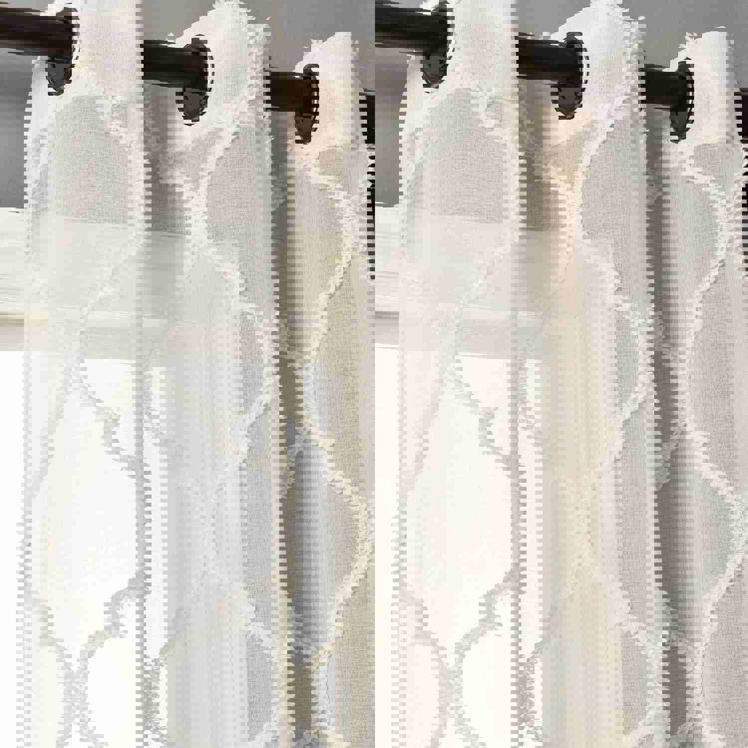 Avon Trellis Grommet Sheer Window Curtain Panel Set