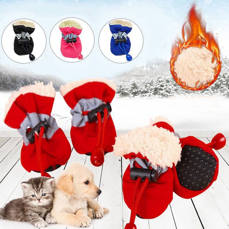 4pcs Antiskid Pet Dog Shoes - Soft-soled Puppy Protection for Winter Paw Care