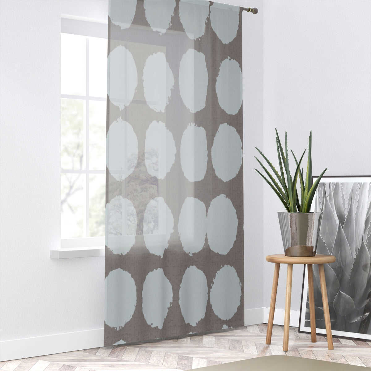 GRAY DOTS - SHEER Window Curtain