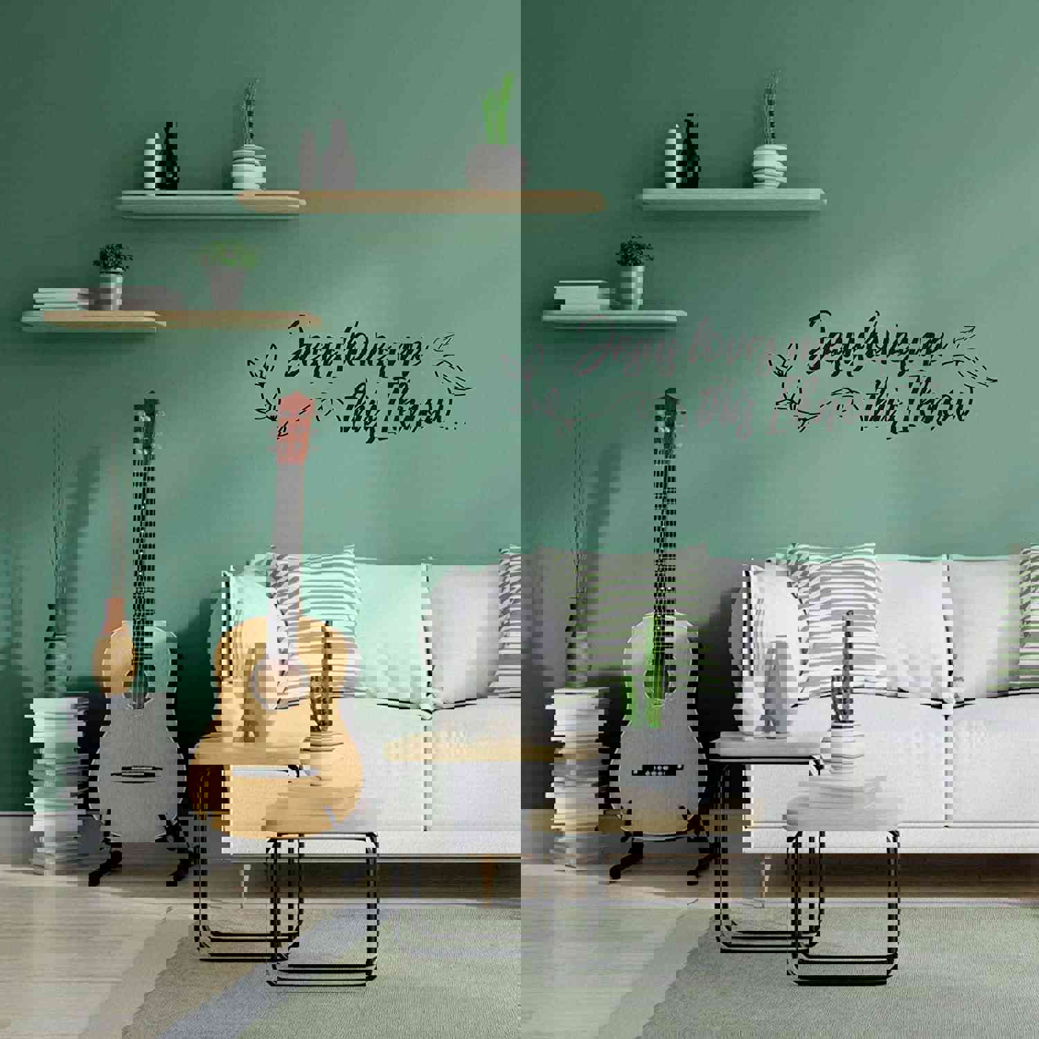 Religious Quotes Vinyl Wall Sticker - Jesus Loves Bible Verse Decal