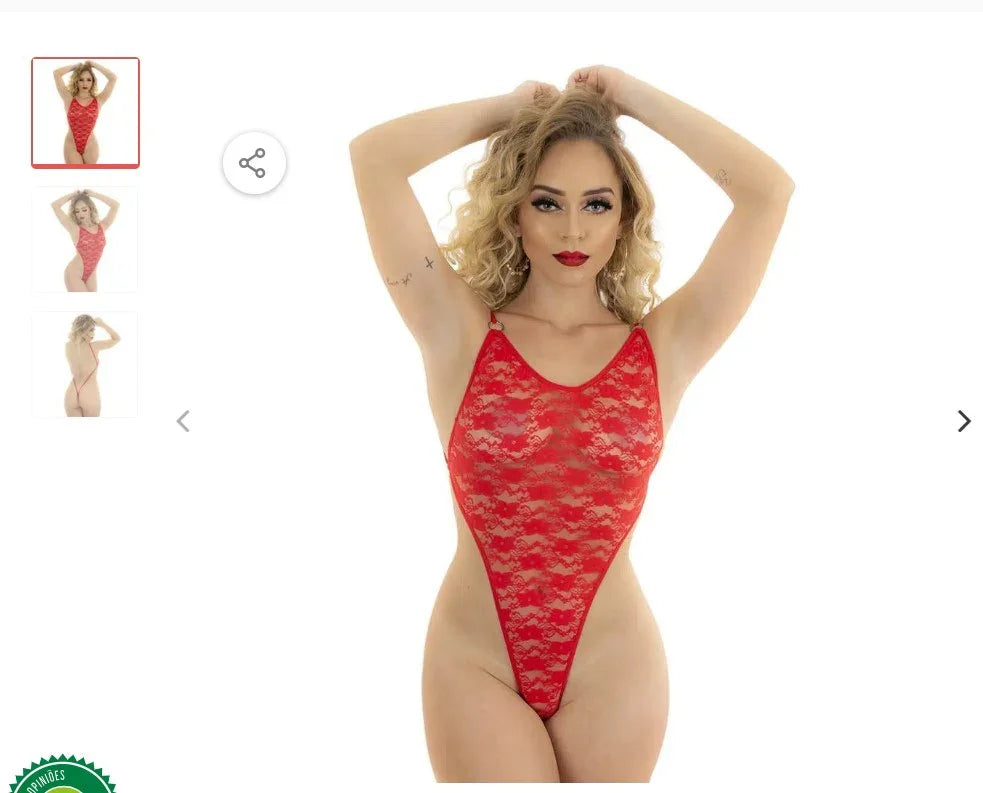 Kit of 3 Sexy Bodysuits - Black, Red, White (DDP)