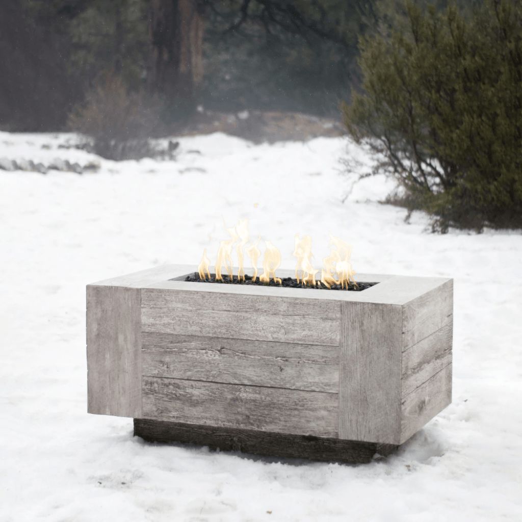 Outdoor Plus - Catalina GFRC Wood Grain Concrete Rectangle Gas Fire Pit 84