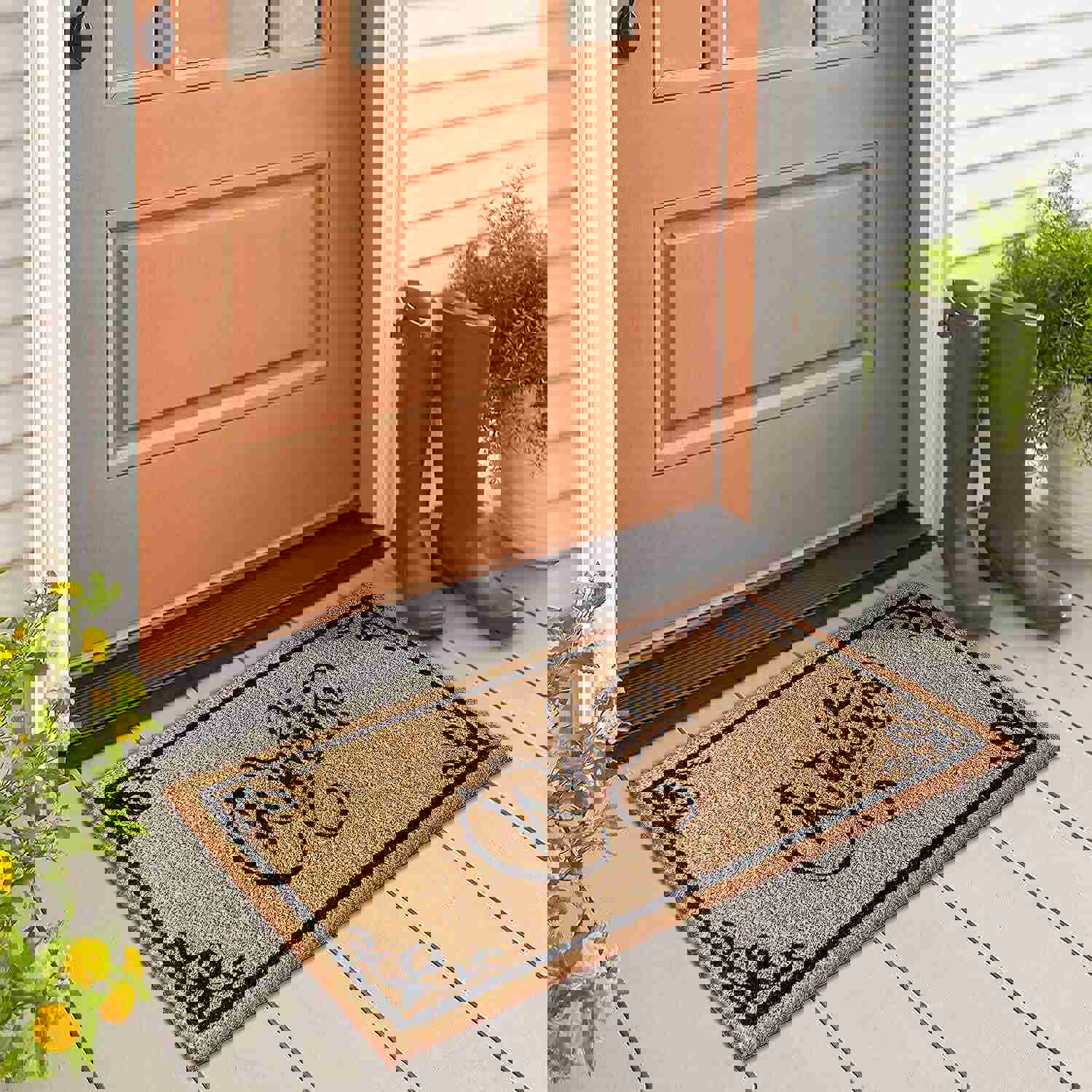 LuxUrux Welcome Mats Outdoor Coco Coir Doormat with Heavy-Duty PVC Backing - Natural - 30 x 17