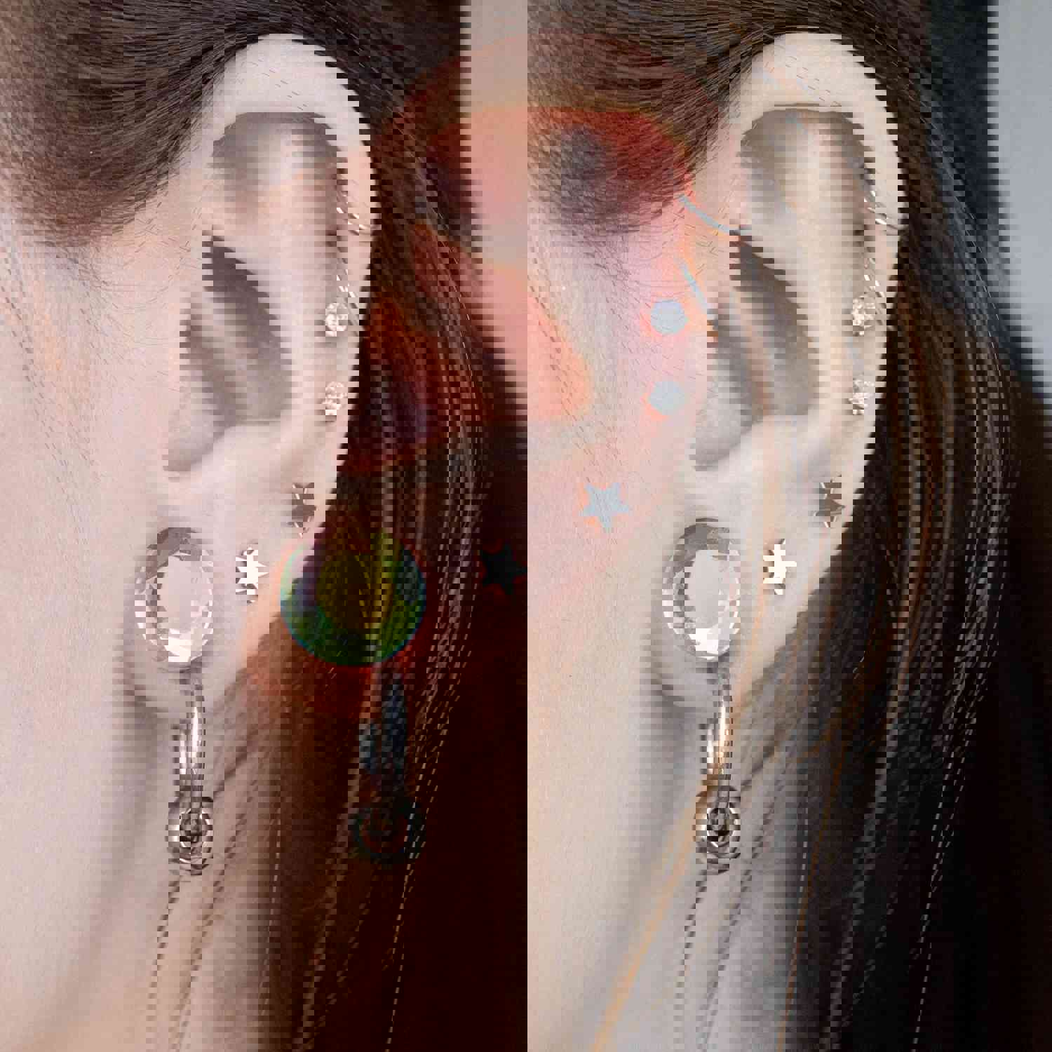 Internally Threaded Flat Star Top Flat Back Stud - F136 G23 Implant Grade Solid Titanium