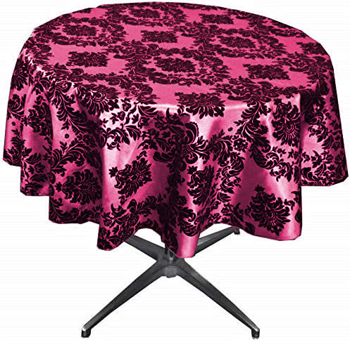 Fuchsia Taffeta Flocking Damask Table Rounds for Wedding and Special Events