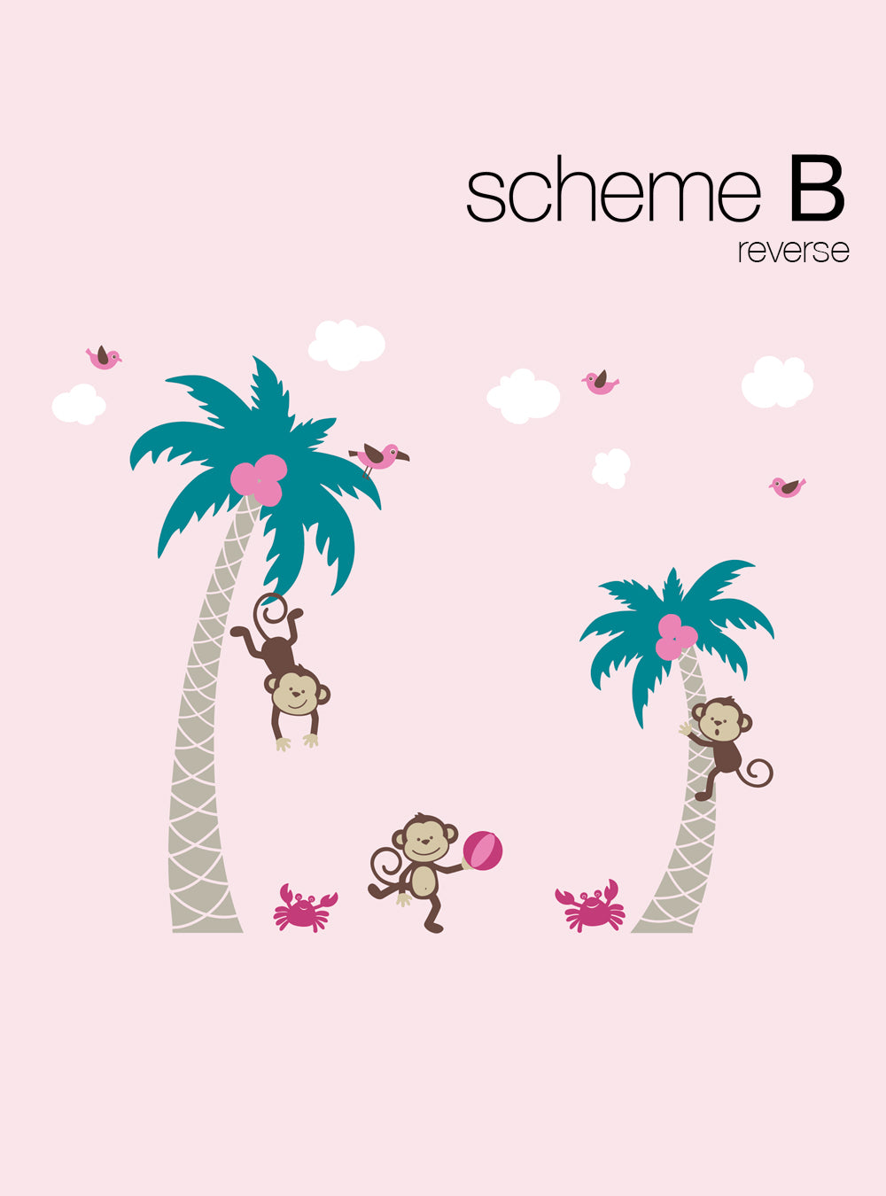 3 Monkeys with Palm Tree Wall Decal - Playful Kids Room Decor