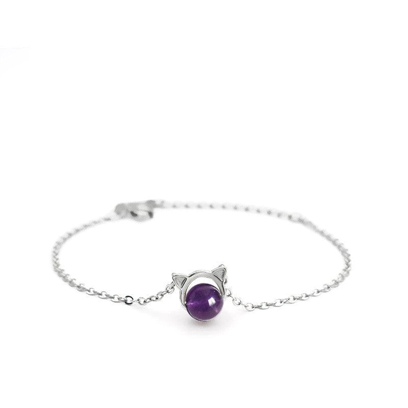 Ladies Silver Bracelet with Amethyst - Elegant Gift for Women