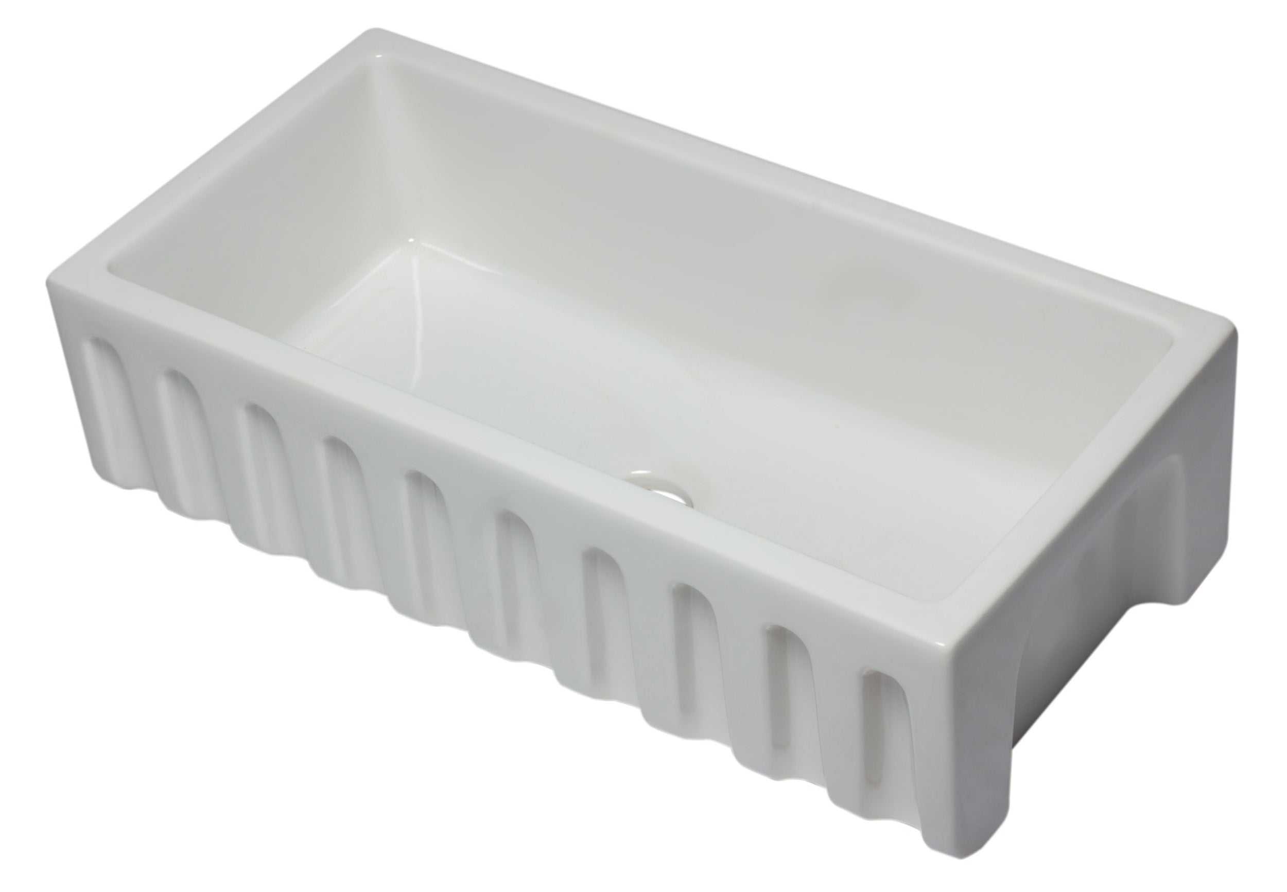 ALFI AB3618HS-W 36 Inch White Reversible Smooth/Fluted Fireclay Farm Sink