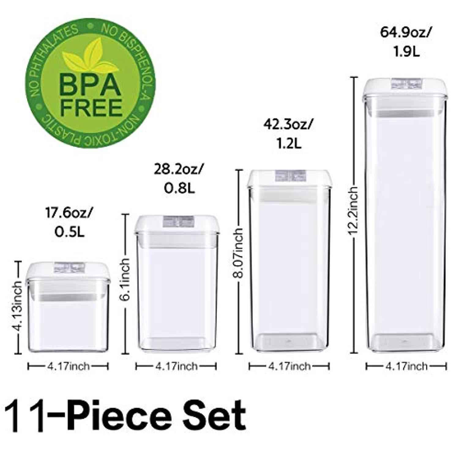 OnederHome 11-Piece Air-Tight Food Storage Container Set with Chalkboard Labels - BPA Free