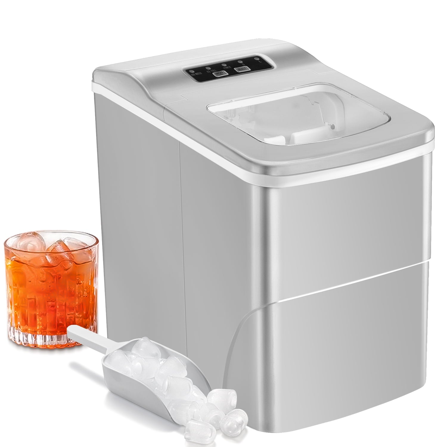 KISSAIR Countertop Ice Maker Machine - Portable, Fast Ice Making, 26 lbs/24 Hrs, Grey