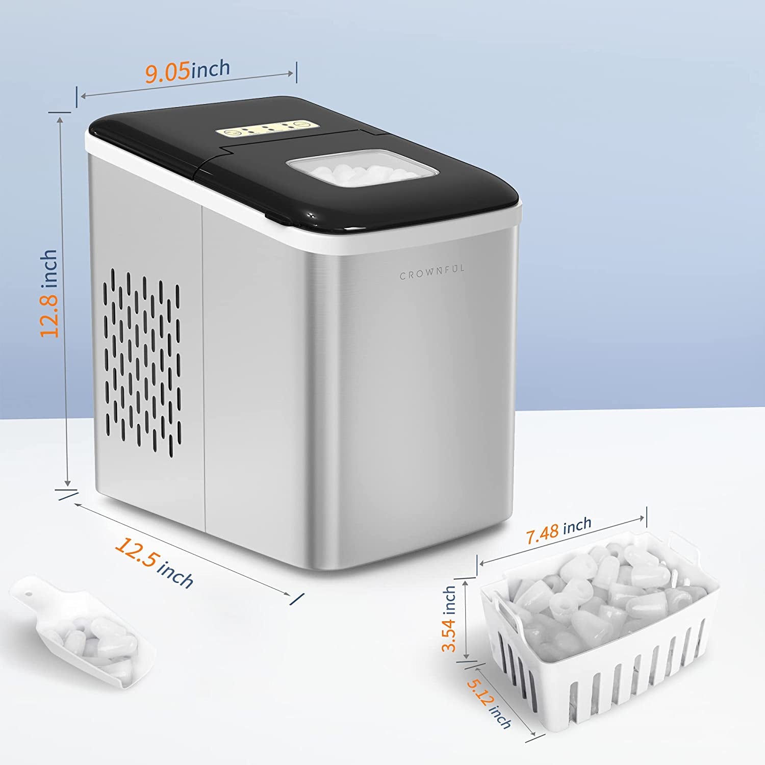 Portable Countertop Ice Maker Machine - 9 Bullet Ice Cubes in 7 Minutes, 26Lbs/24H, Auto Self-Cleaning