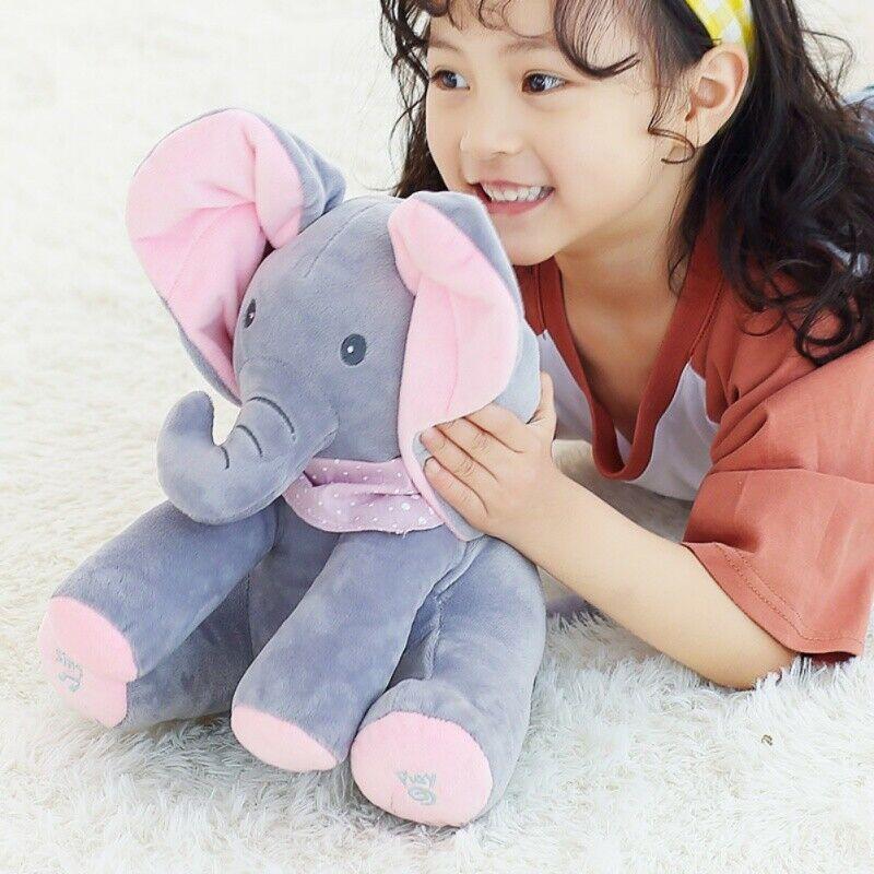Peek-a-Boo Animated Talking and Singing Plush Elephant Stuffed Doll Toy for Baby