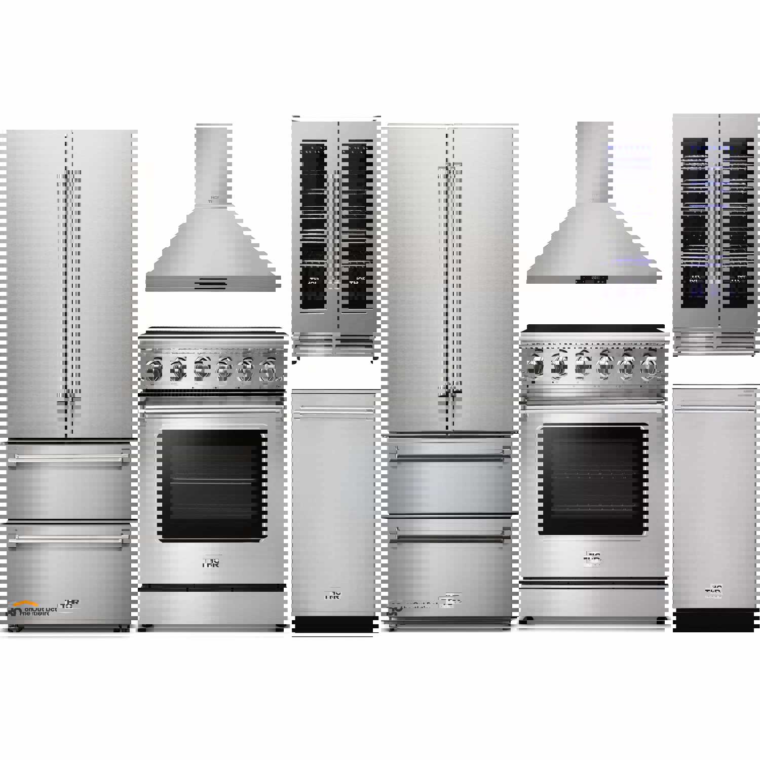 Thor Kitchen 5-Piece Stainless Steel Appliance Package - Electric Range, French Door Refrigerator, Dishwasher, Range Hood & Wine Cooler