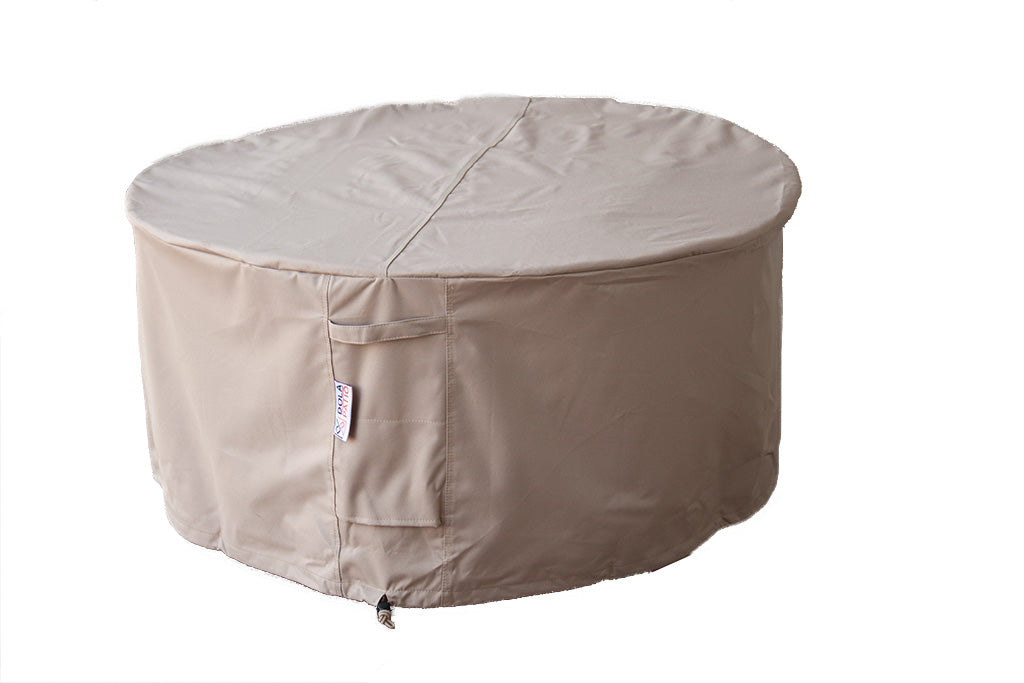 Outdoor Firepit Cover Round 36 x 24 Waterproof With Tightening Straps & Handles
