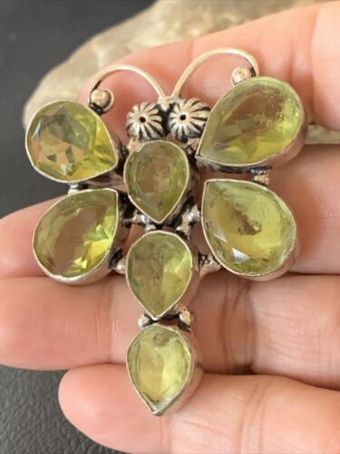Handmade Sterling Silver Green Peridot Dragonfly Pendant