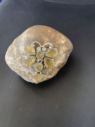 Handmade Sterling Silver Dragonfly Pendant with Faceted Yellow Topaz