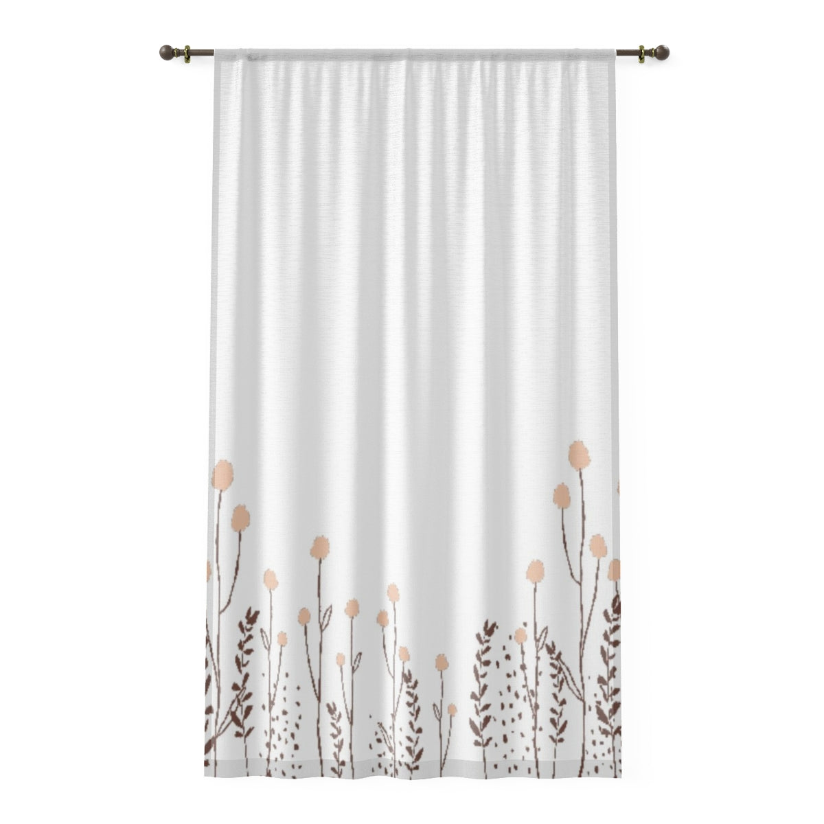 BLUSH FLOWER BUDS & WHITE - SHEER Window Curtain