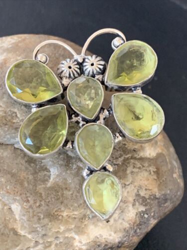 Handmade Sterling Silver Green Peridot Dragonfly Pendant