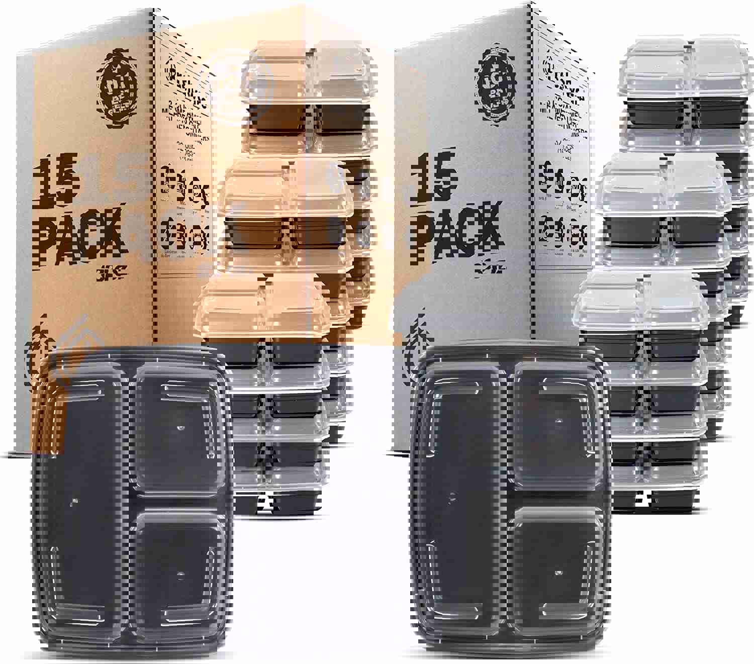 DE Meal Prep Containers [30 Pack] 3 Compartment with Lids, BPA Free, Stackable, Microwave/Dishwasher/Freezer Safe