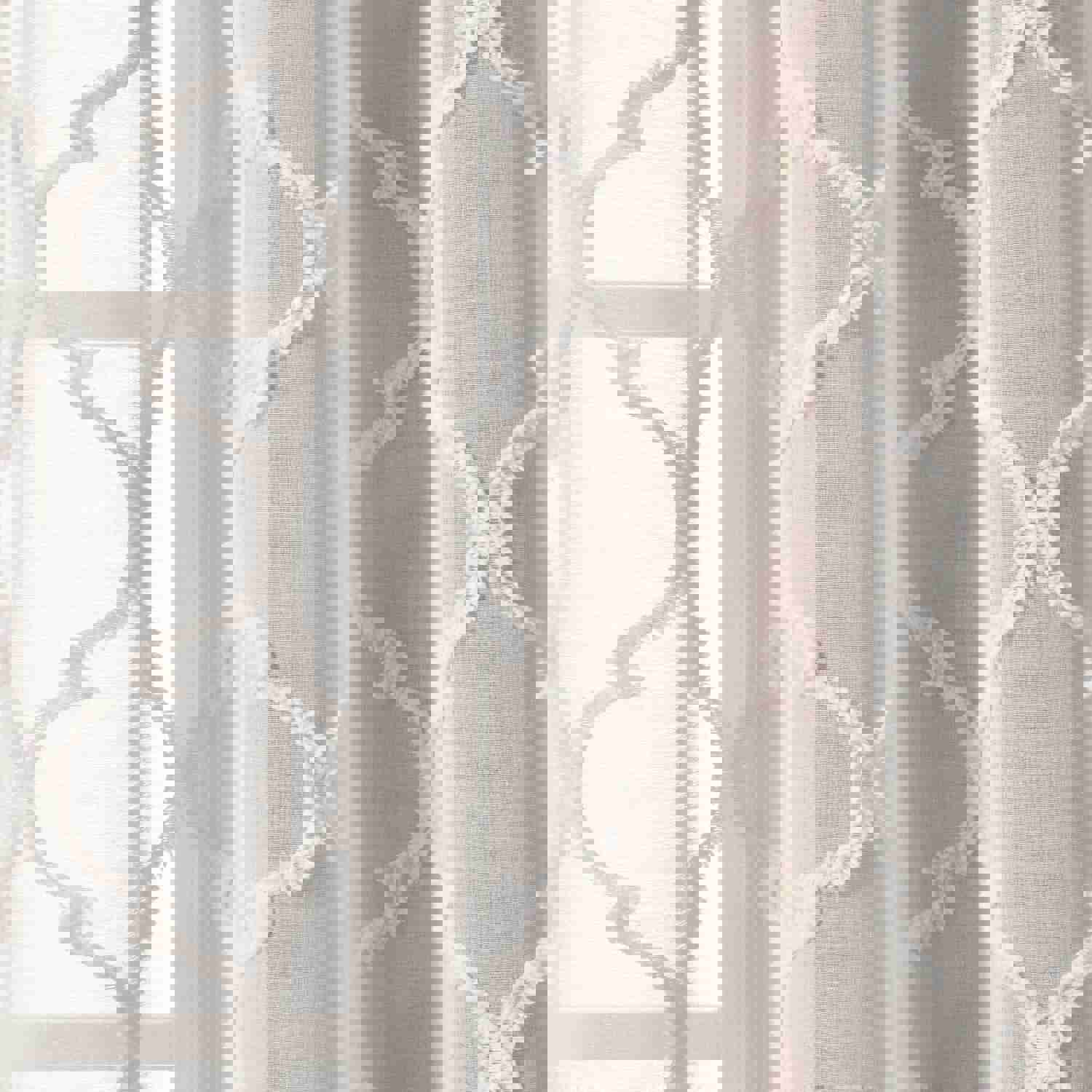 Avon Trellis Grommet Sheer Window Curtain Panel Set