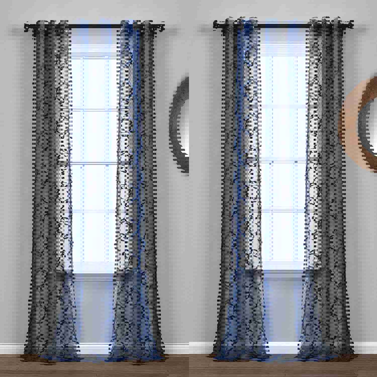 Avon Trellis Grommet Sheer Window Curtain Panel Set