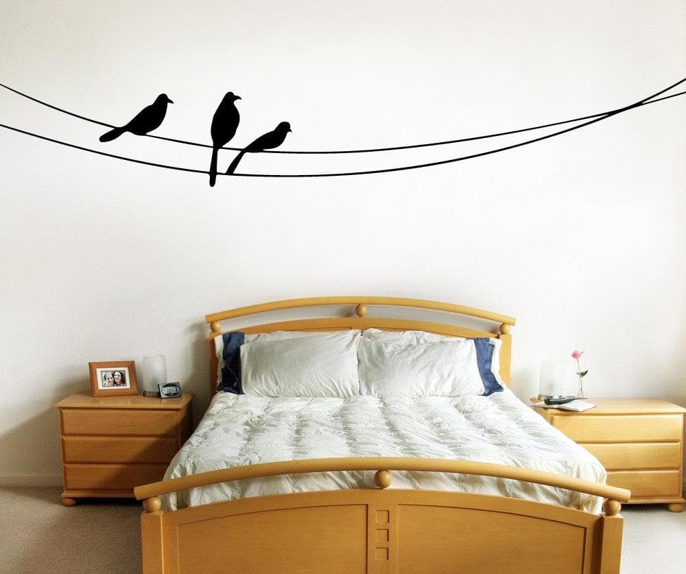 Vinyl Wall Decal Sticker Birds on the Wire #OS_MB509 - Removable & Easy to Apply