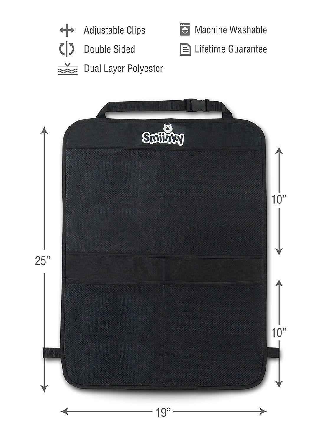 OMIRA Mats Plus 2 Extra Large Organizer Pockets - Premium Backseat Protector for Cars, SUVs, Minivans, and Trucks