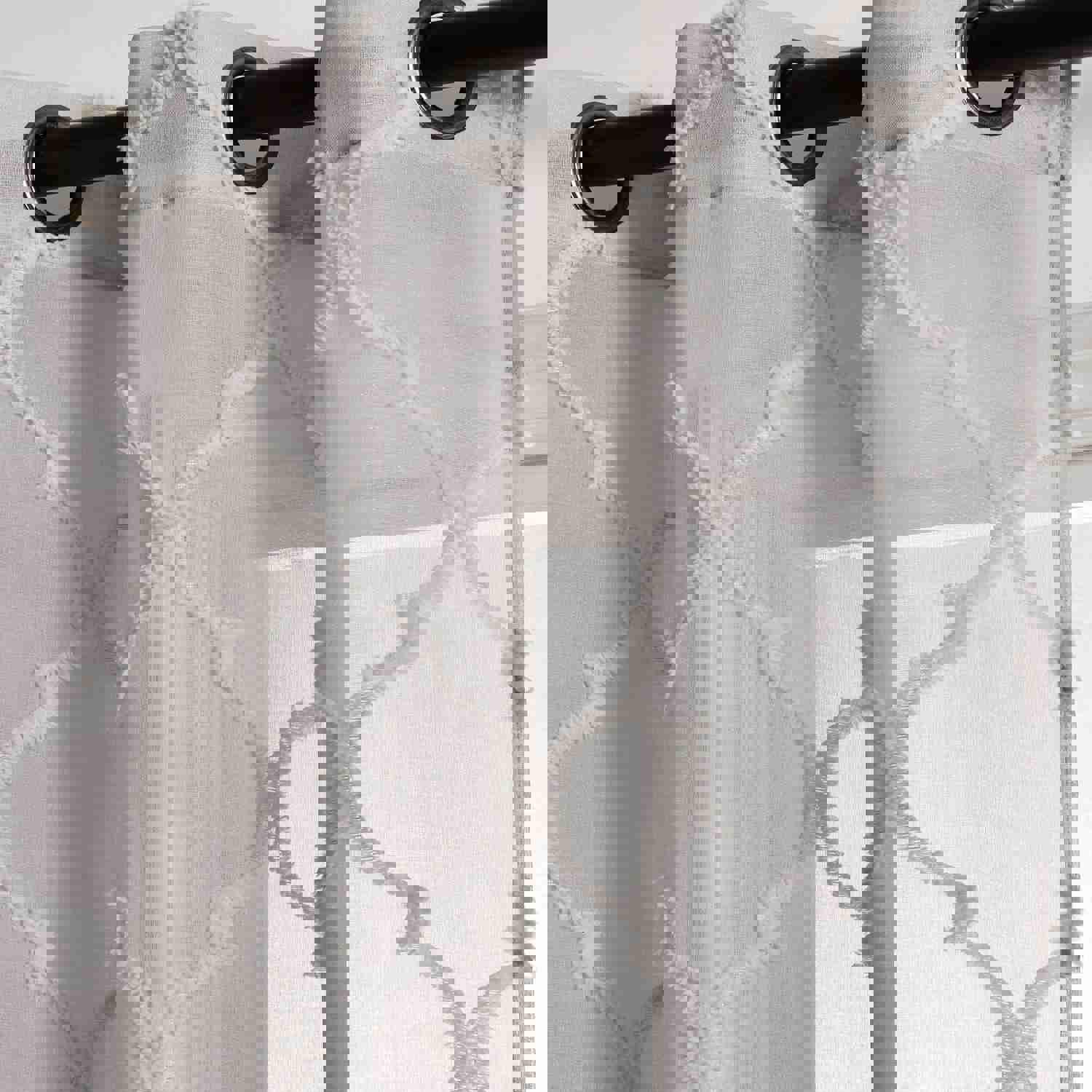 Avon Trellis Grommet Sheer Window Curtain Panel Set