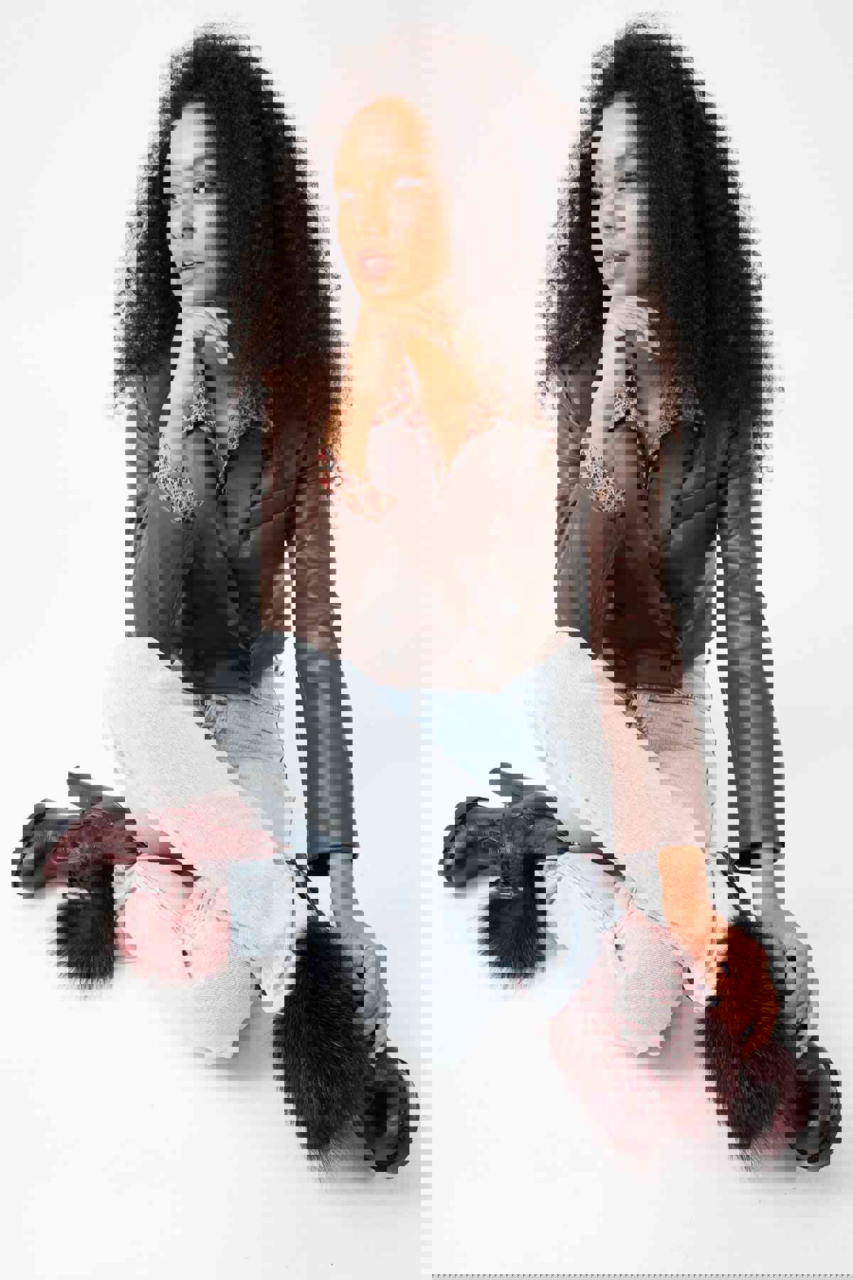 Melo Burgundy Leather Natural Mid Calf Platform Heel Women Boot