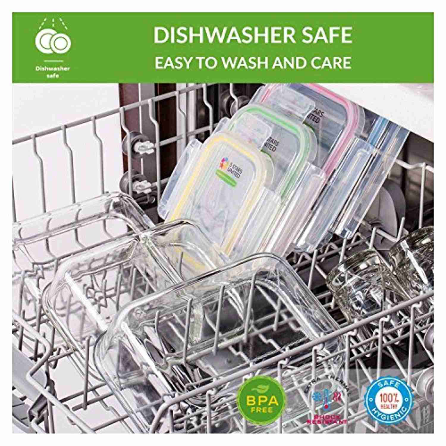 Glass Food Storage Containers with Lids - 6 Pack, 2 Sizes (35 Oz, 12 Oz) - Airtight and Leakproof