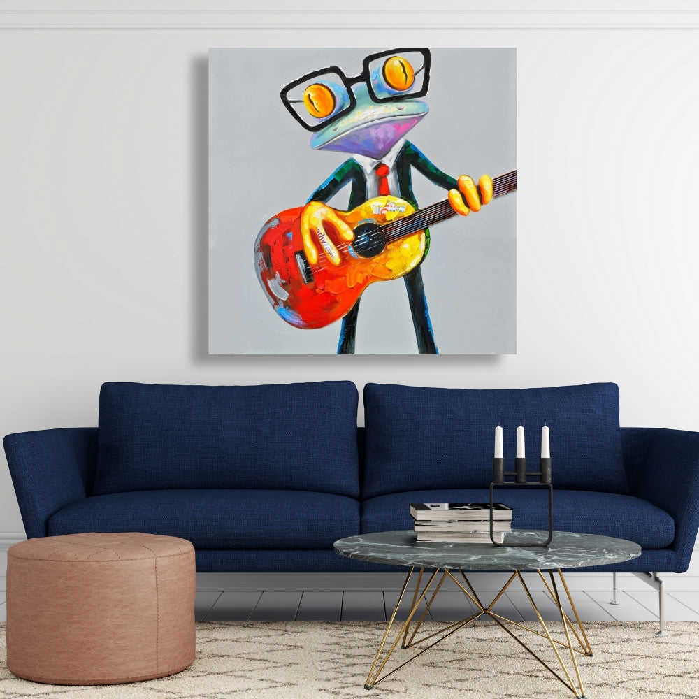 Funny Frog Playing Guitar - Fine Art Gallery Wrapped Canvas (24x36)