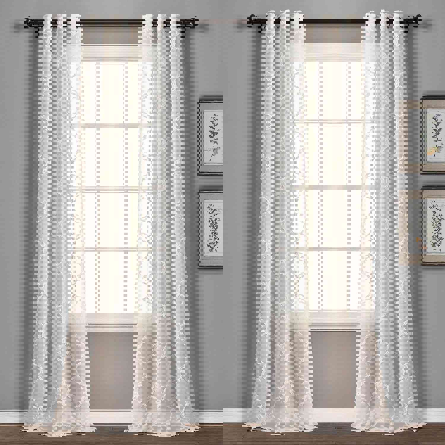 Avon Trellis Grommet Sheer Window Curtain Panel Set