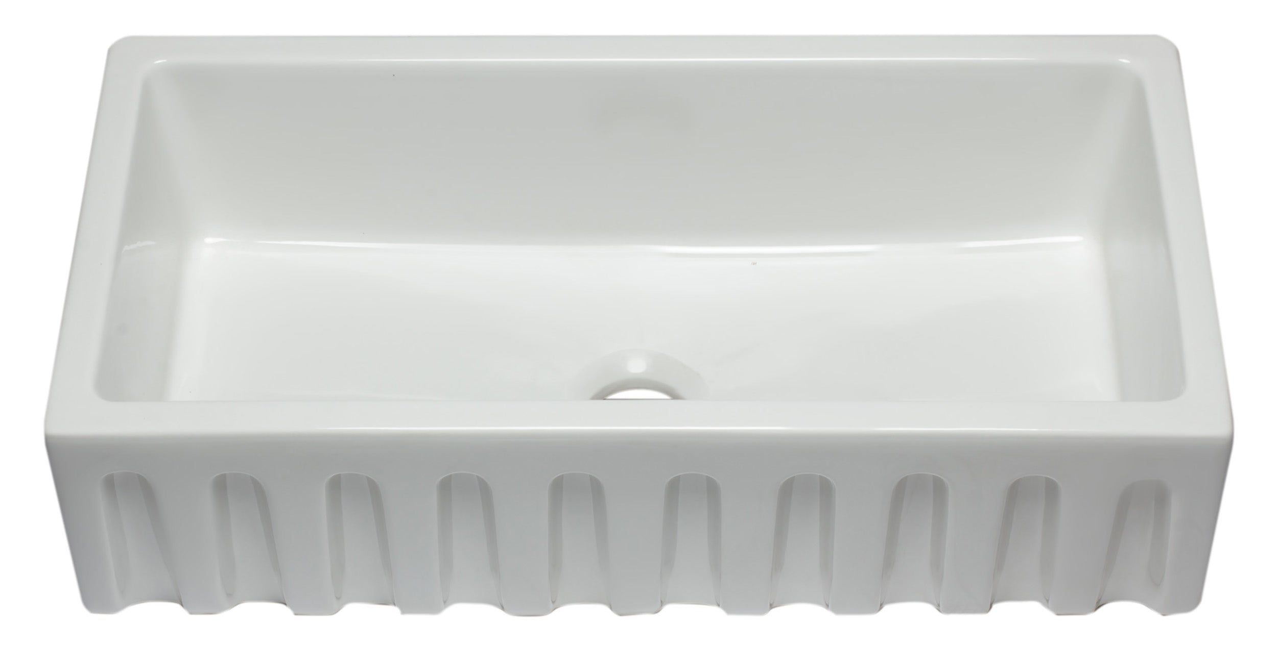 ALFI AB3618HS-W 36 Inch White Reversible Smooth/Fluted Fireclay Farm Sink